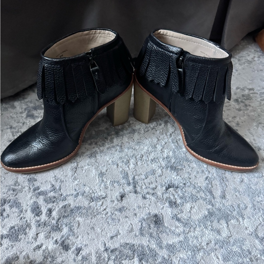 10 Crosby Derek Lam Black Ankle Boots with Fringe